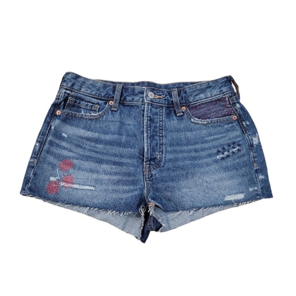 Old Navy O. G. Short High Rise Size 6 Denim Embroidered Cut Off Jean Shorts